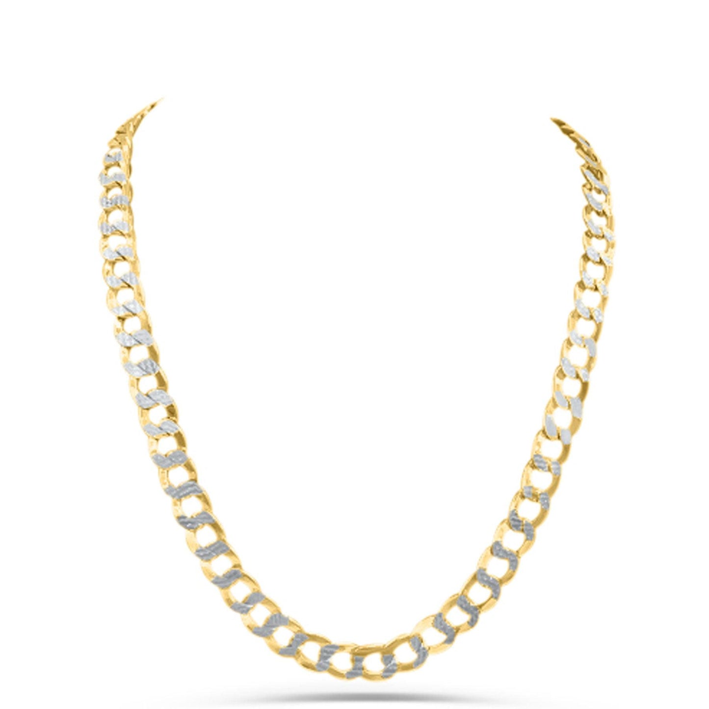 10K Gold- Solid Cuban Link Diamond Cut (Pave) Chain
