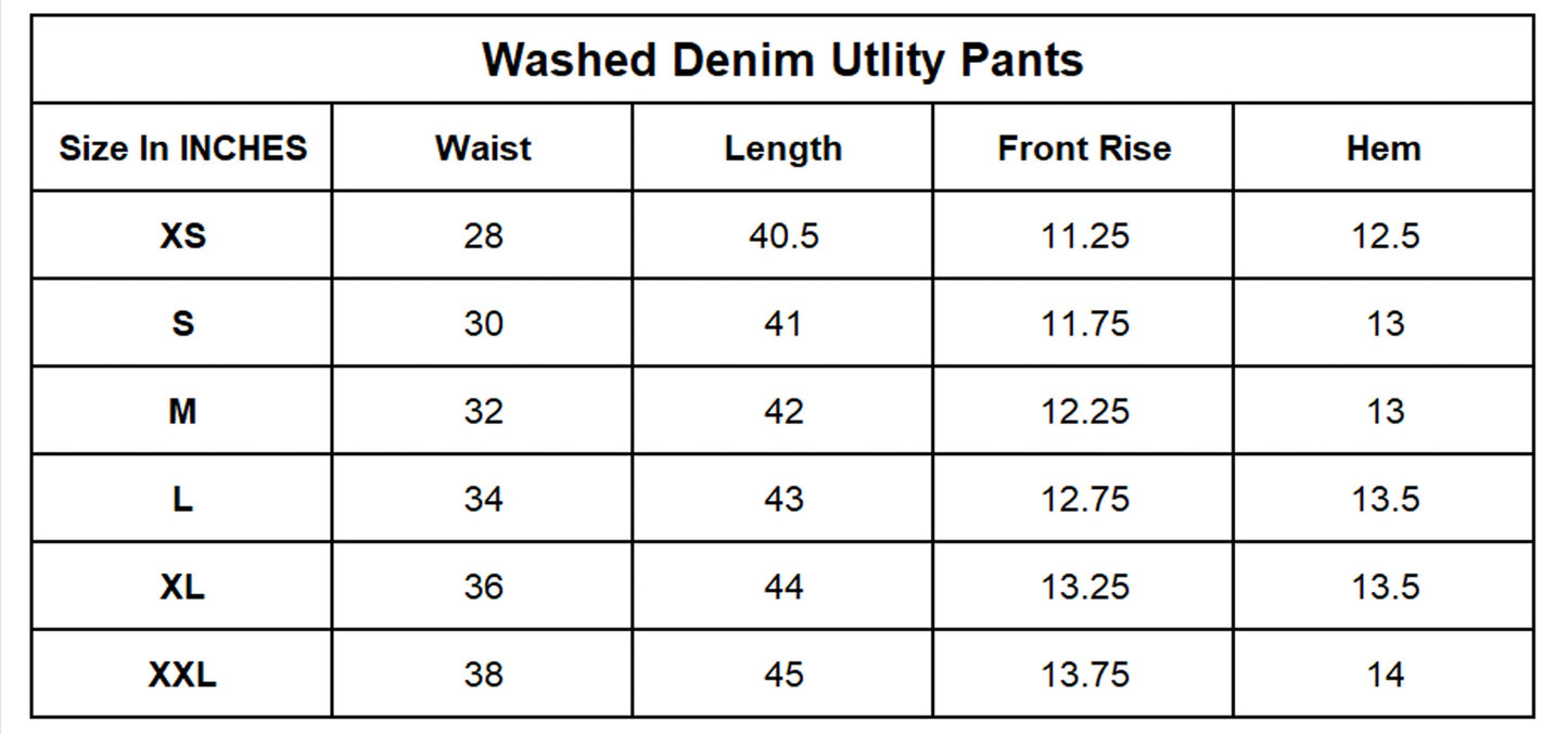 Washed Denim Utility Pants