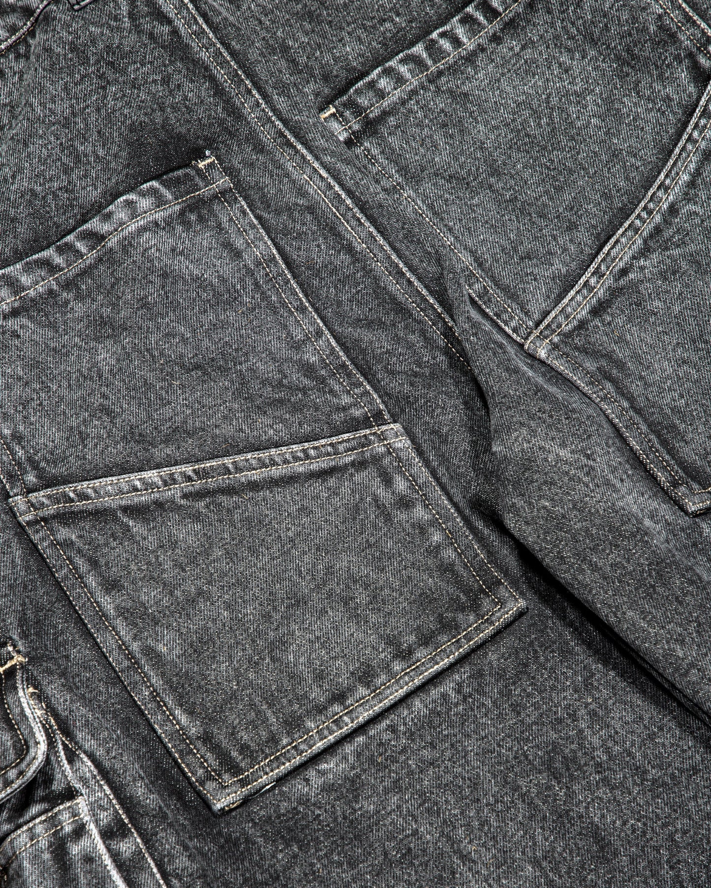 Washed Denim Utility Pants