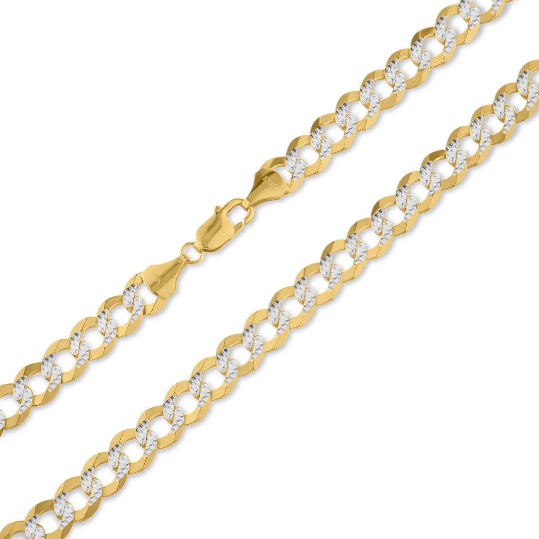 10K Gold Chain Hollow Cuban Link Diamond Cut (Pave)