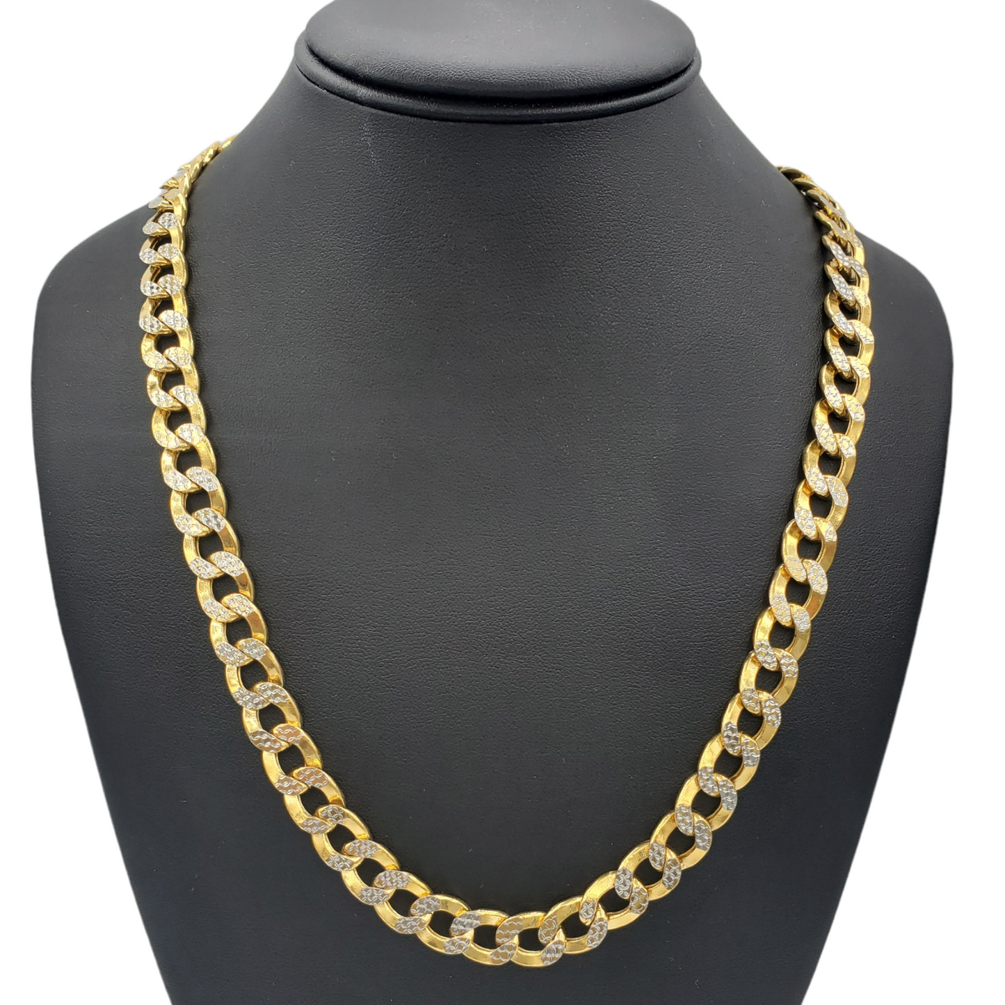 10K Gold Chain Hollow Cuban Link Diamond Cut (Pave)
