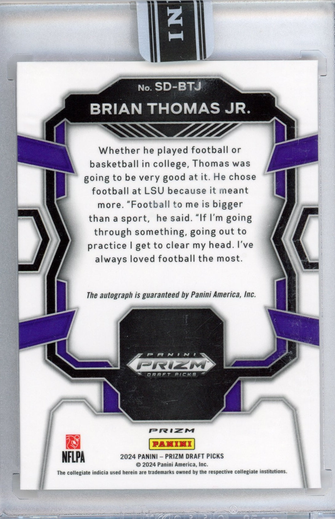 2024 Panini Prizm Draft Picks Brian Thomas Jr #SDBTJ Signing Day Cracked Red Ice Auto Rookie RC Football Card