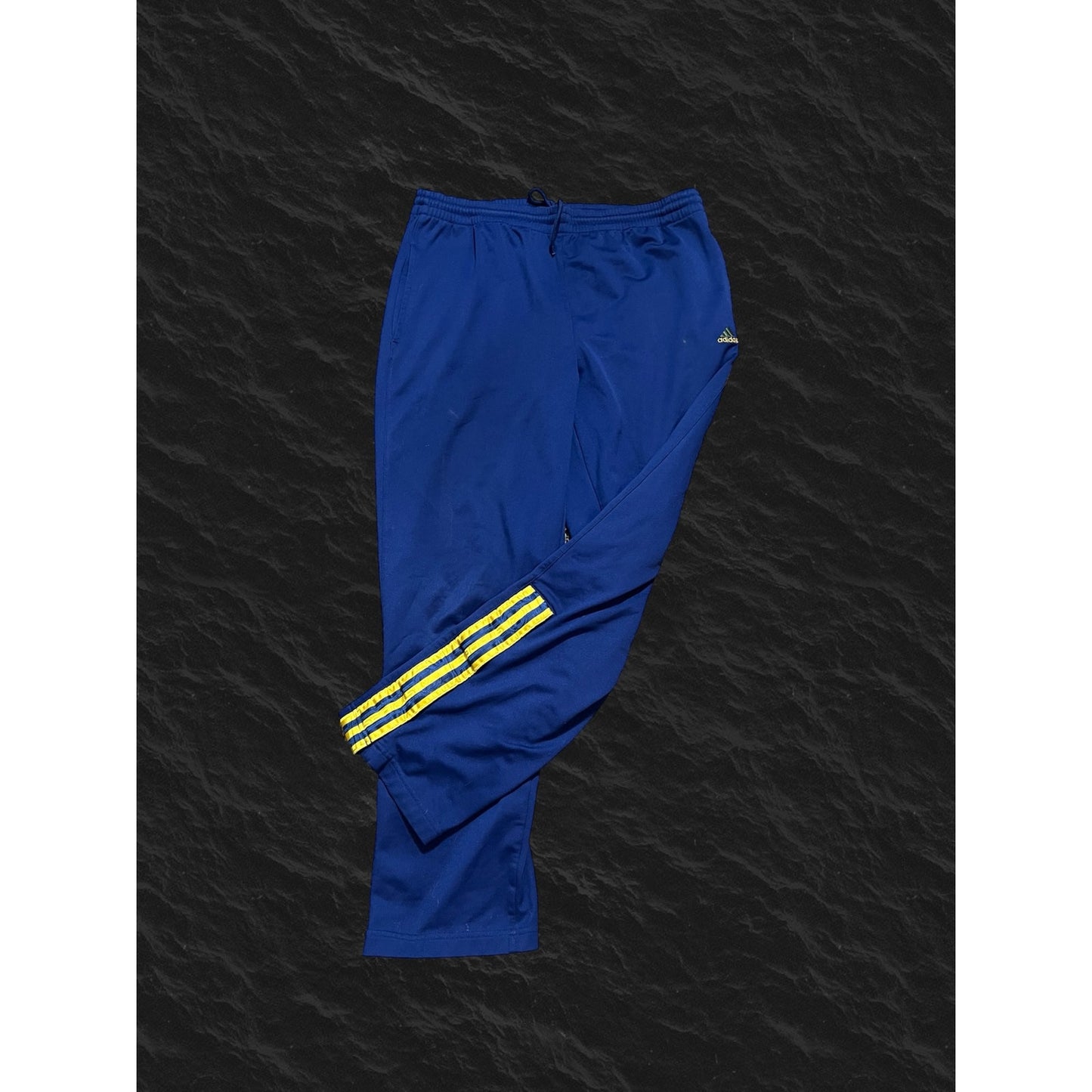 Blue yellow stripes Adidas button joggers y2k