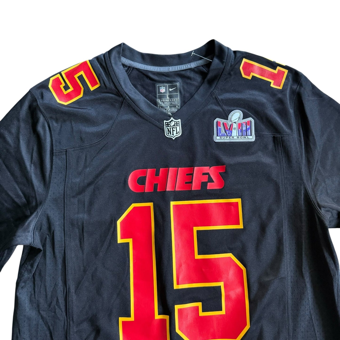 Kansas City Chiefs Patrick Mahomes #15 Black Jersey Super-Bowl - Large