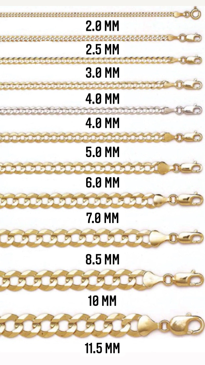 14K Gold- Hollow Figaro Diamond Cut (Pave) Chain