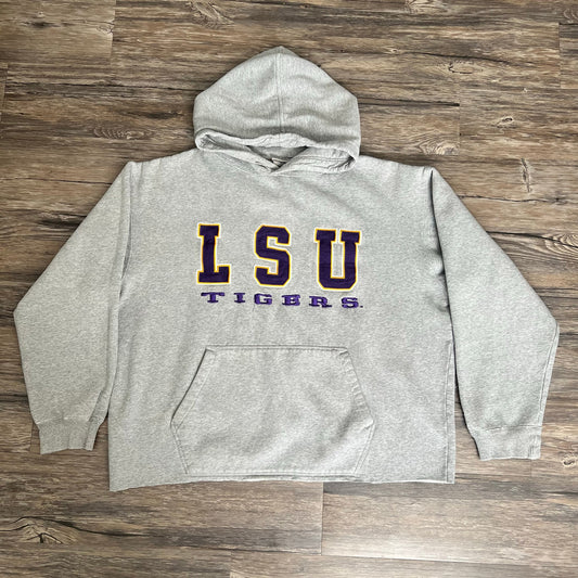 LSU Tigers Gray Hoodie Crop