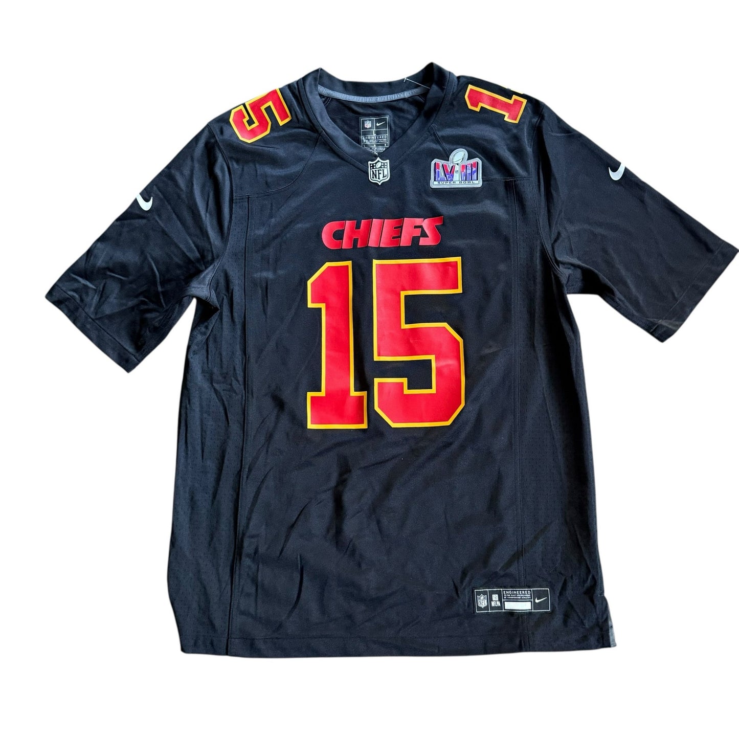 Kansas City Chiefs Patrick Mahomes #15 Black Jersey Super-Bowl - Large