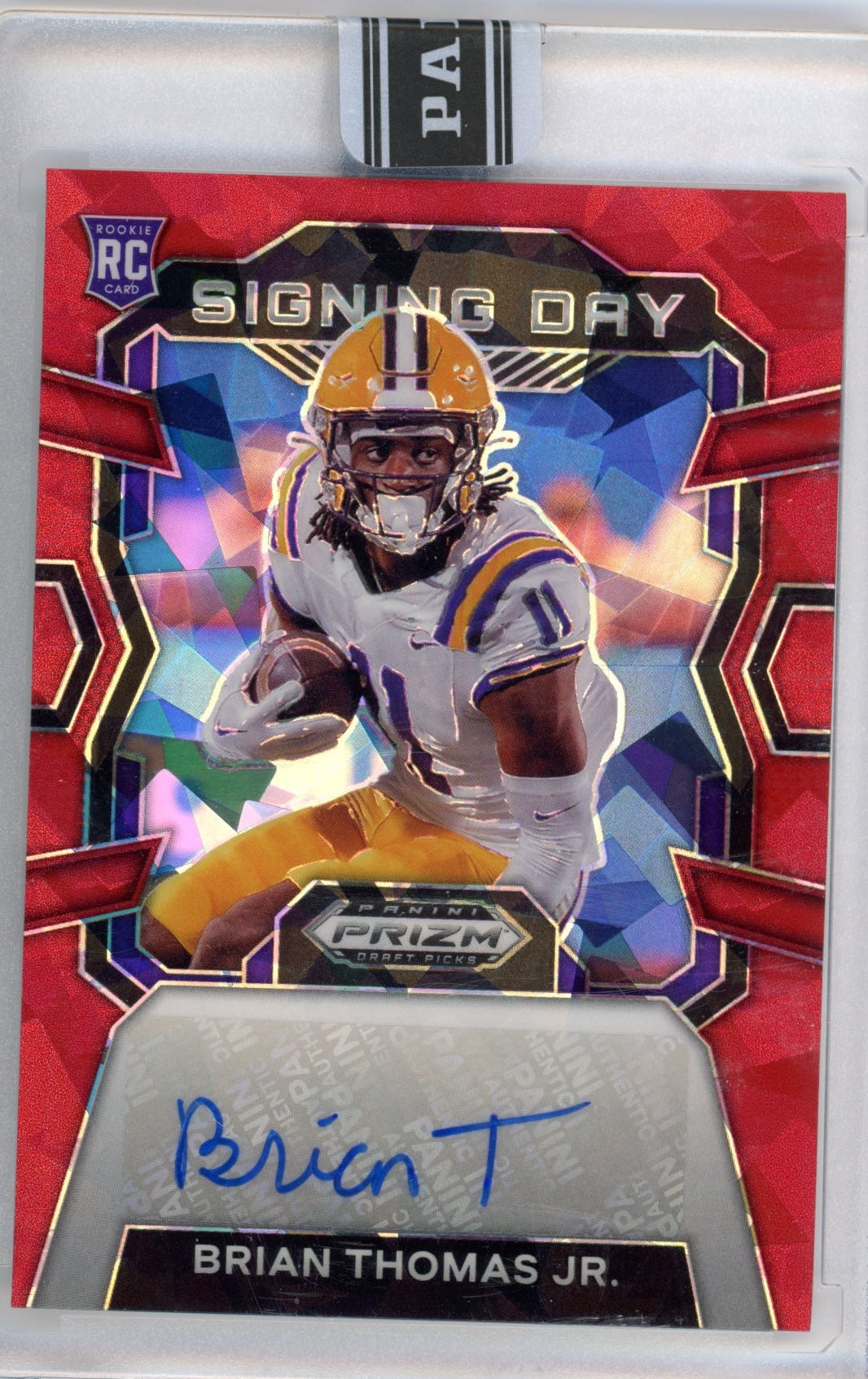 2024 Panini Prizm Draft Picks Brian Thomas Jr #SDBTJ Signing Day Cracked Red Ice Auto Rookie RC Football Card